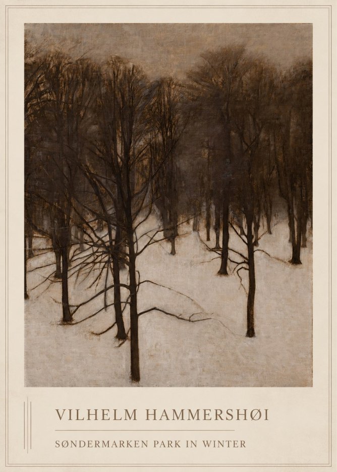Vilhelm Hammershøi Søndermarken Park in Winter No1 - Juliste