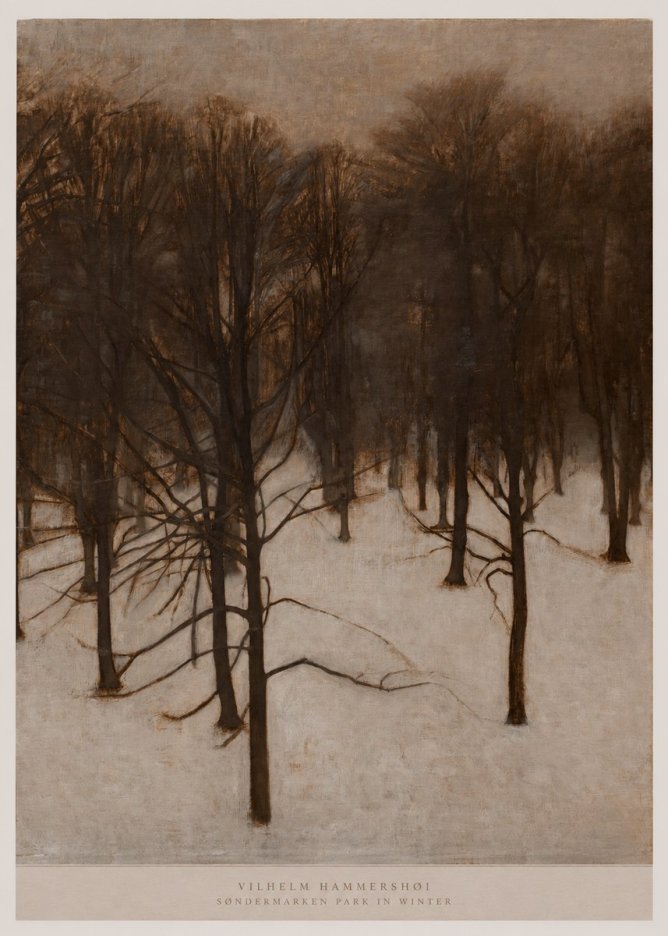 Vilhelm Hammershøi Søndermarken Park in Winter No5 - Juliste