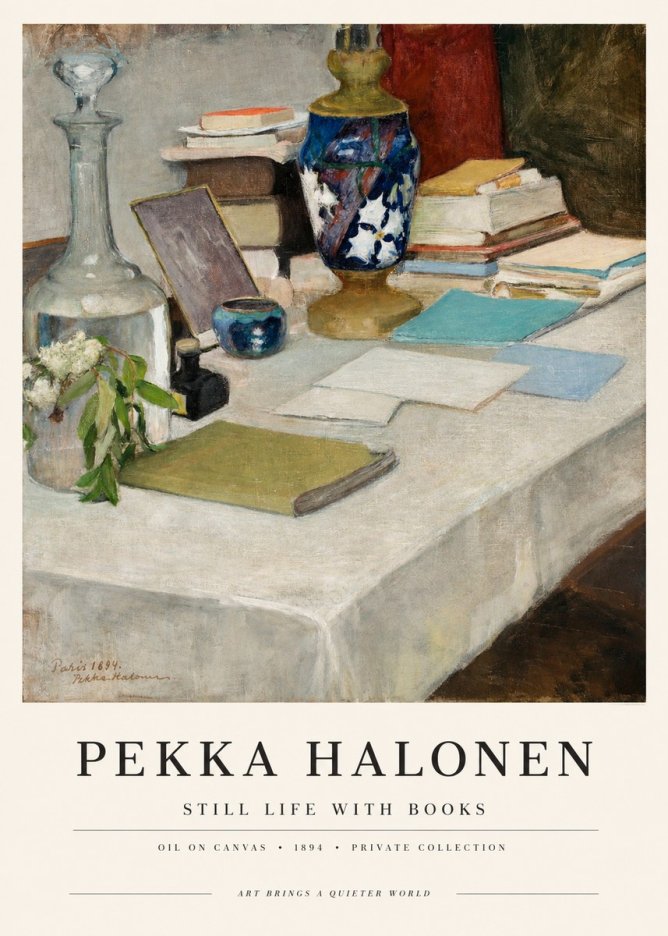 Pekka Halonen Still Life with Books No1 - Juliste