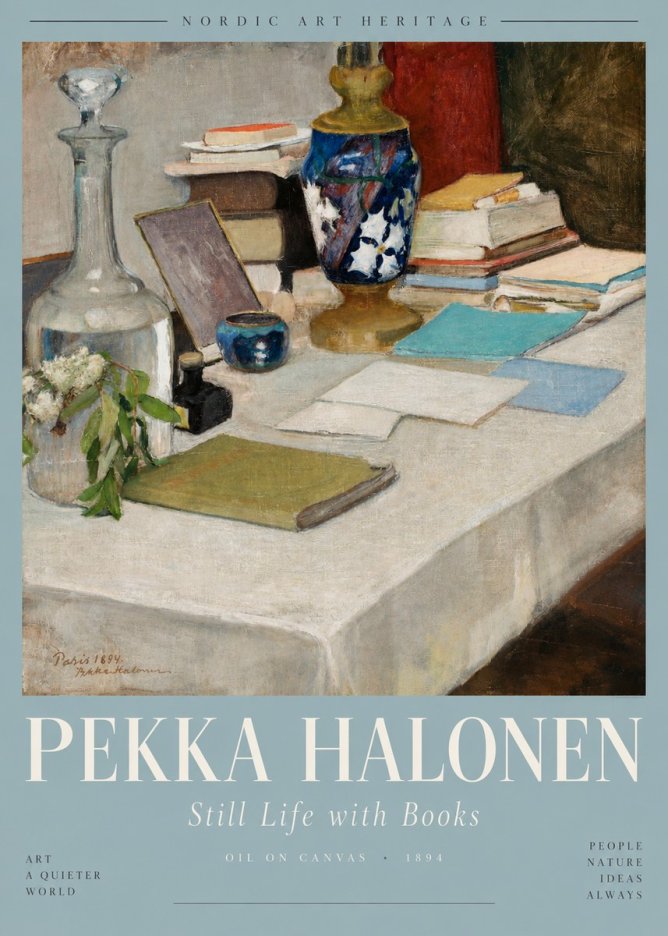 Pekka Halonen Still Life with Books No5 - Juliste