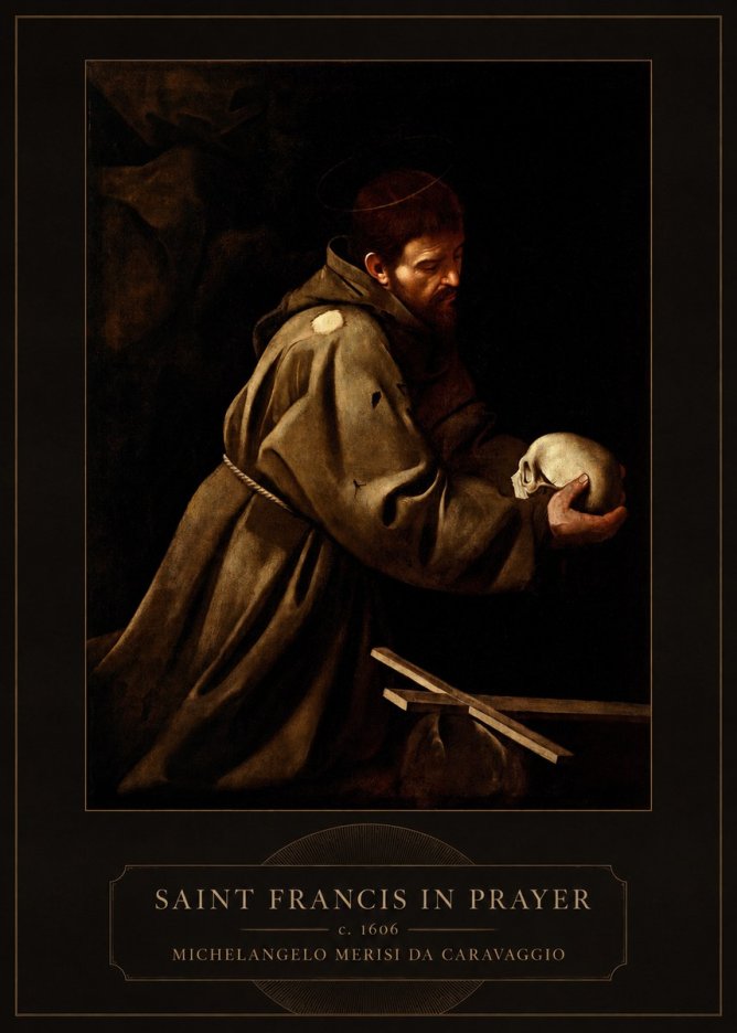 Michelangelo Merisi da Caravaggio Saint Francis in Prayer II No3 - Juliste