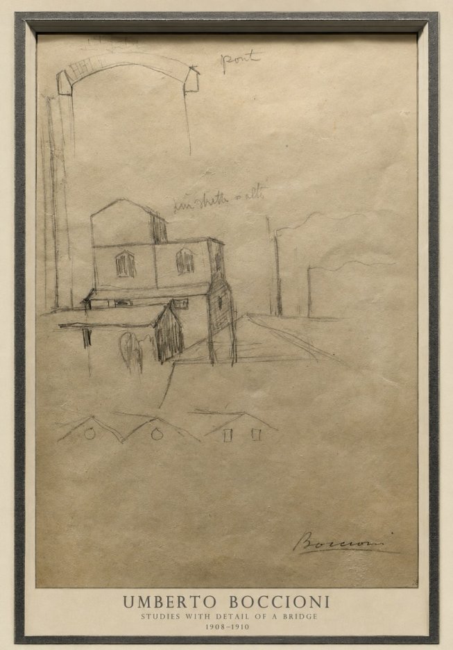 Umberto Boccioni Studies with Detail of a Bridige No4 - Juliste