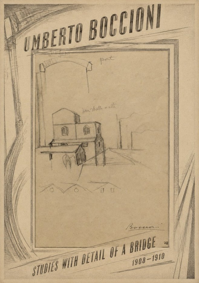 Umberto Boccioni Studies with Detail of a Bridige No6 - Juliste