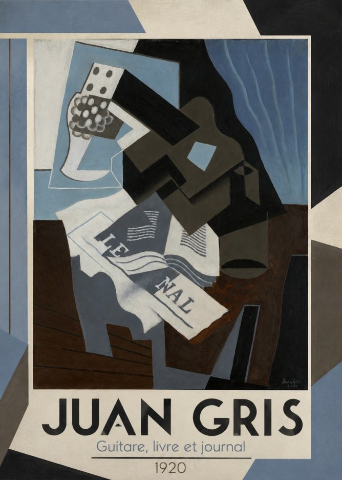 Juan Gris Guitare, Livre Et Journal No1 - Juliste