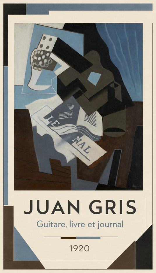 Juan Gris Guitare, Livre Et Journal No3 - Juliste