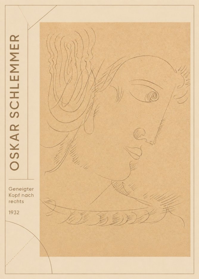 Oskar Schlemmer Geneigter Kopf Nach Rechts No2 - Juliste