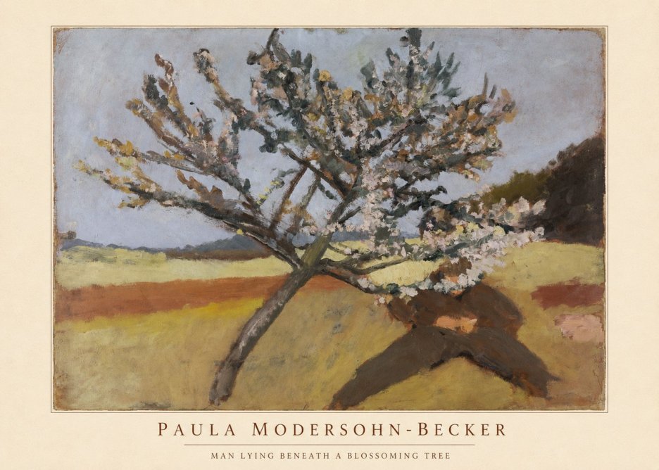 Paula Modersohn-Becker Man Lying Beneath a Blossoming Tree No5 - Juliste
