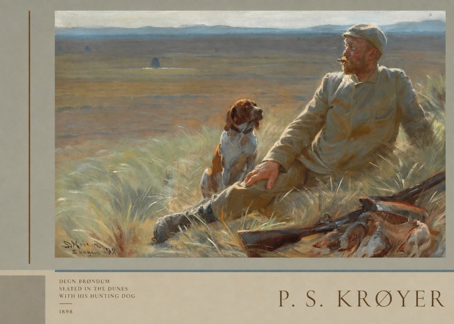 P.S. Krøyer Degn Brøndum Seated in the Dunes with His Hunting Dog No2 - Juliste