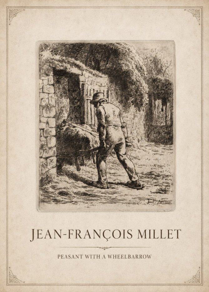 Jean-François Millet Peasant with a Wheelbarrow No1 - Juliste
