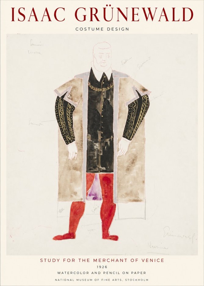 Isaac Grünewald Study for the Merchant of Venice No1 - Juliste