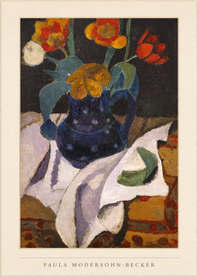Paula Modersohn-Becker Still Life with Blue Jug and Flowers No4 - Juliste