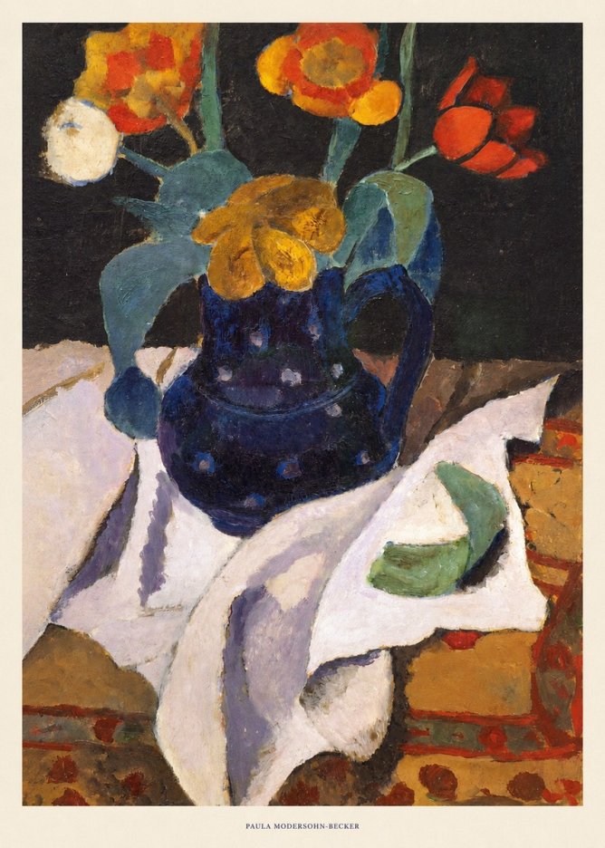 Paula Modersohn-Becker Still Life with Blue Jug and Flowers No6 - Juliste