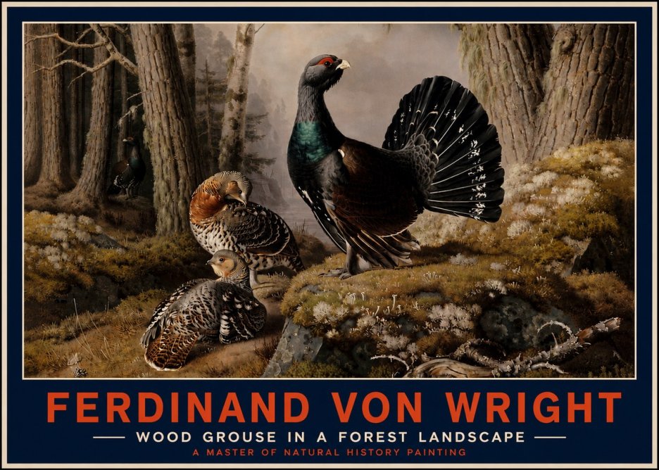 Ferdinand von Wright Wood Grouse in a Forest Landscape No4 - Juliste