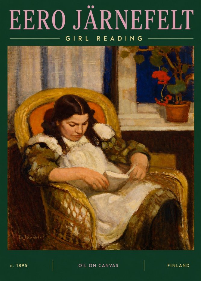 Eero Järnefelt Girl Reading No3 - Juliste