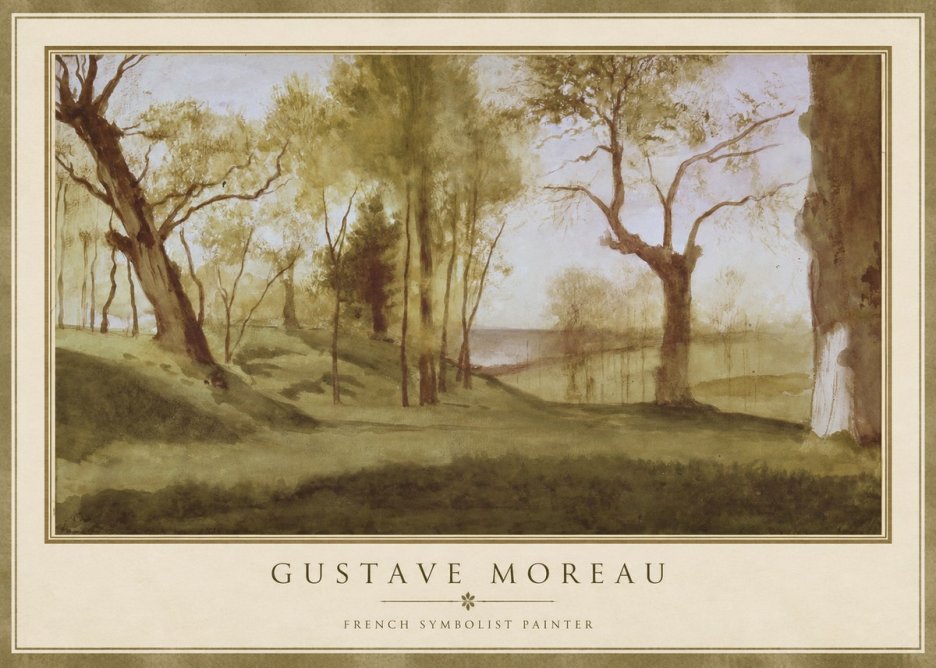 Gustave Moreau Wooded River Landscape No1 - Juliste