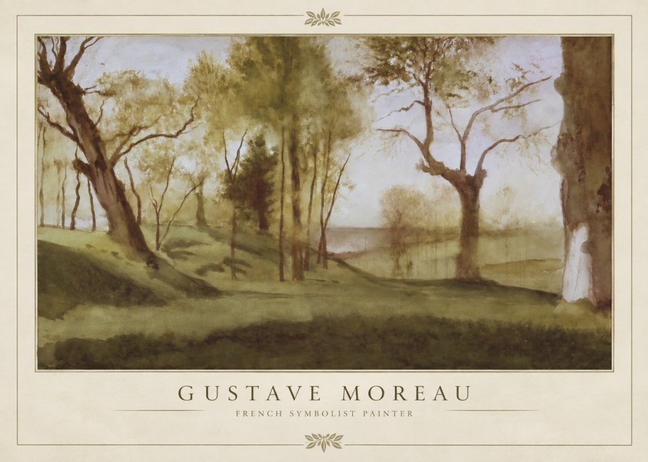 Gustave Moreau Wooded River Landscape No2 - Juliste