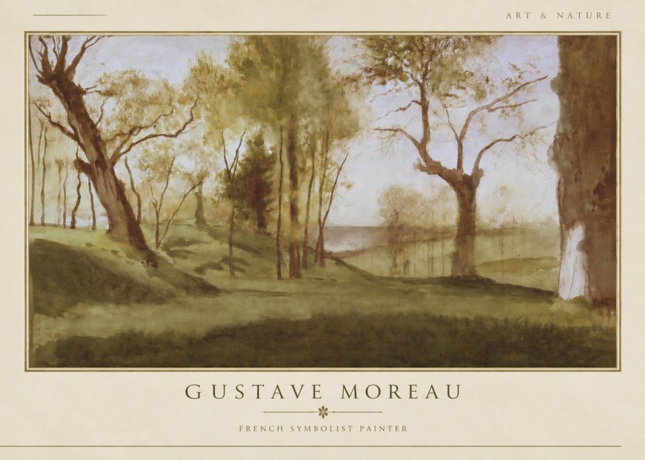 Gustave Moreau Wooded River Landscape No3 - Juliste