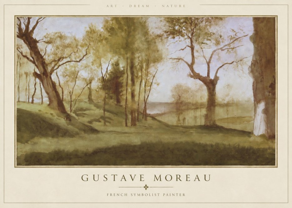 Gustave Moreau Wooded River Landscape No4 - Juliste