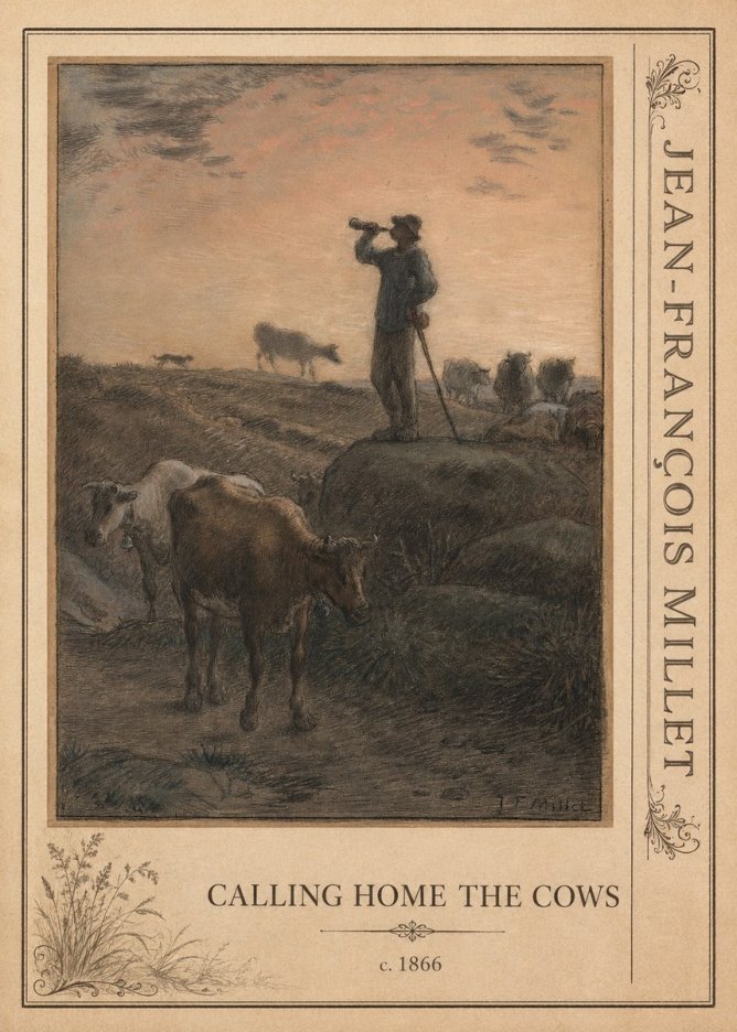 Jean-François Millet Calling Home the Cows No2 - Juliste