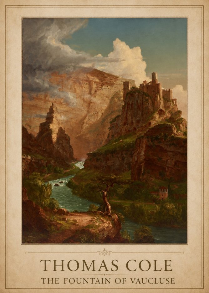 Thomas Cole The Fountain of Vaucluse II No1 - Juliste