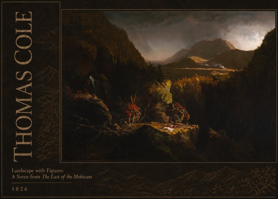 Thomas Cole Landscape with Figures: a Scene from the Last of the Mohicans No2 - Juliste
