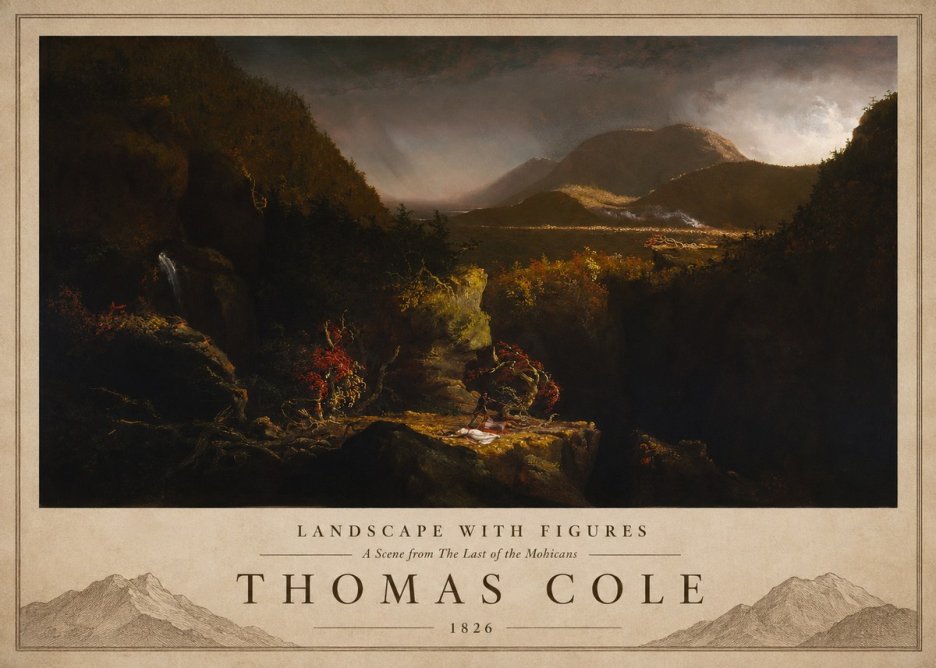 Thomas Cole Landscape with Figures: a Scene from the Last of the Mohicans No3 - Juliste