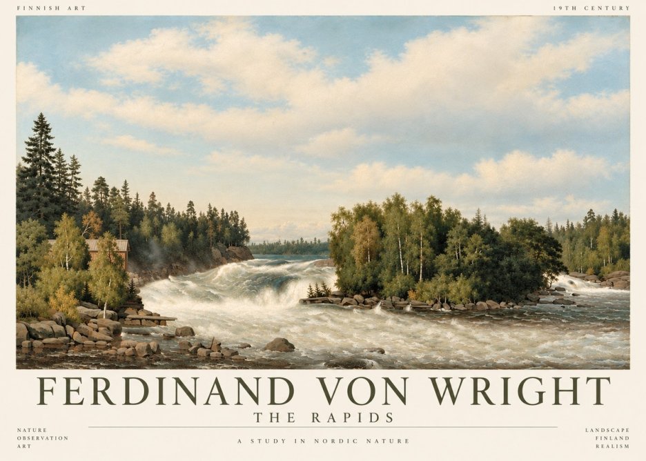 Ferdinand von Wright Rapids in a Finnish River No6 - Juliste