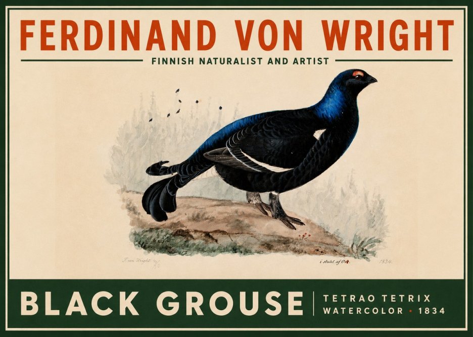 Ferdinand von Wright Black Grouse No2 - Juliste
