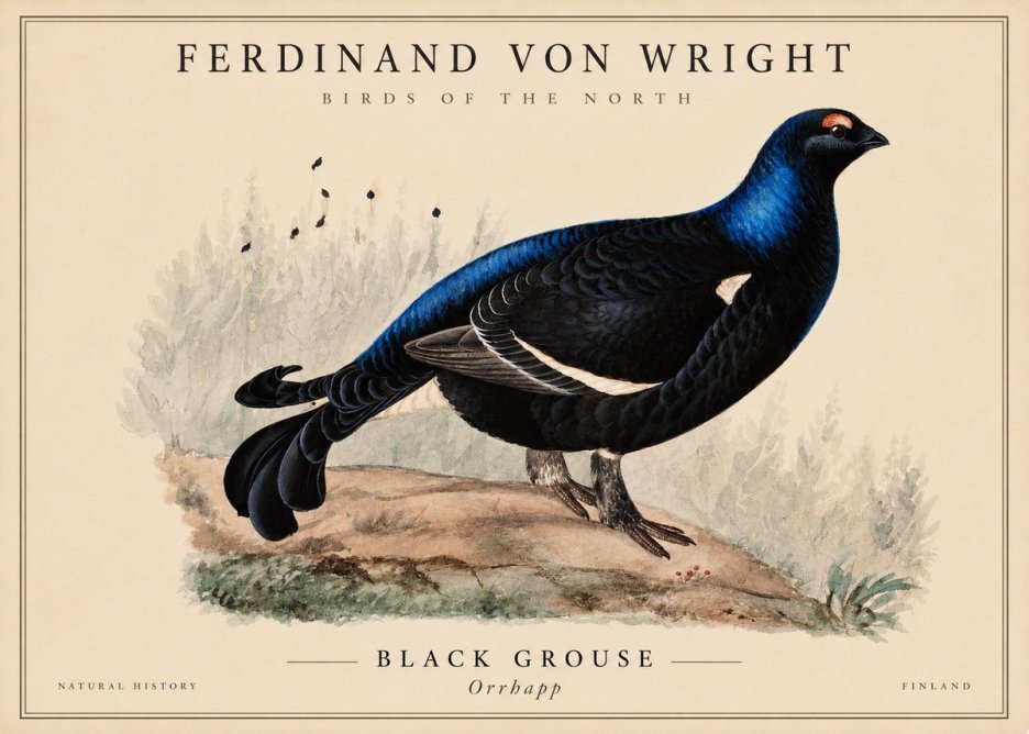 Ferdinand von Wright Black Grouse No4 - Juliste