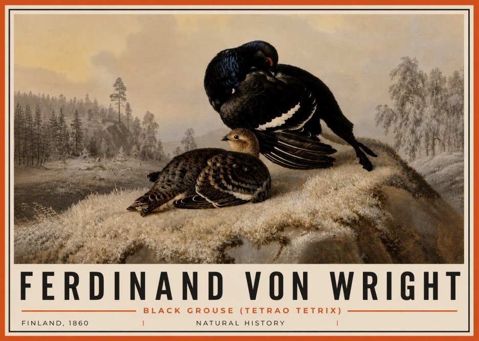 Ferdinand von Wright Black Grouse (Tetrao Tetrix) No6 - Juliste
