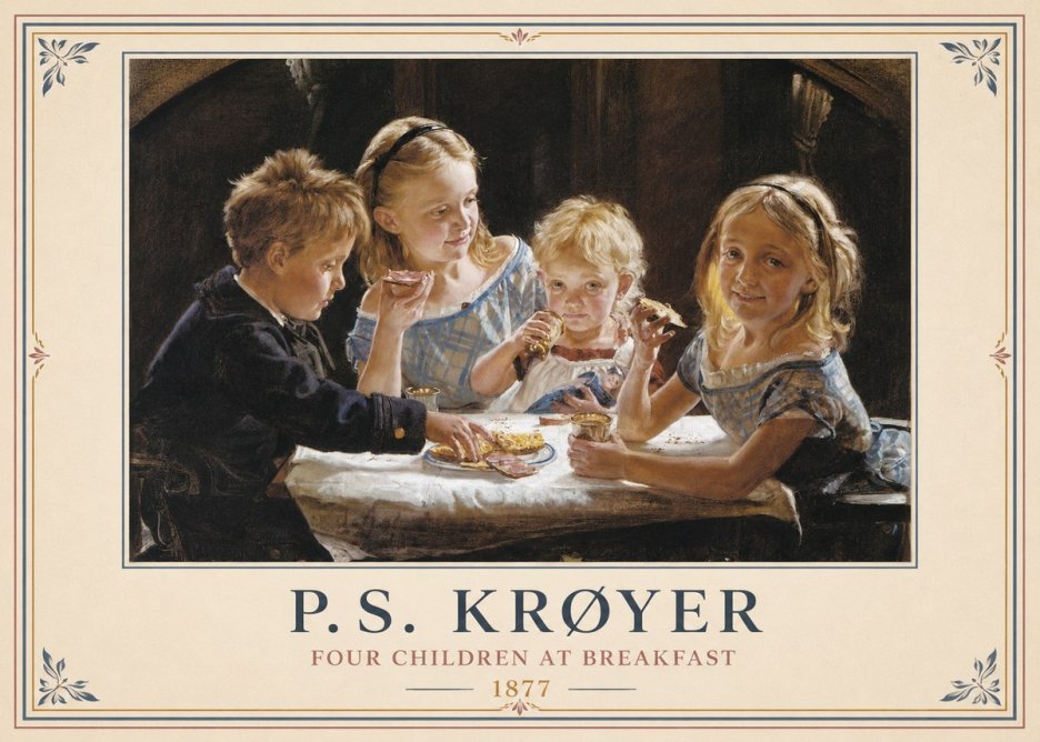 P.S. Krøyer Four Children at Breakfast No6 - Juliste