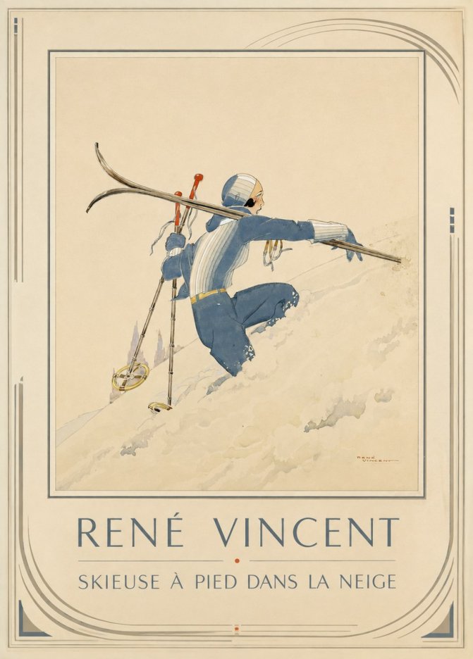 René Vincent Skieuse À Pied Dans La Neige No1 - Juliste