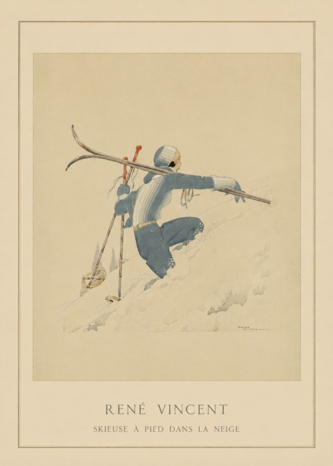 René Vincent Skieuse À Pied Dans La Neige No4 - Juliste