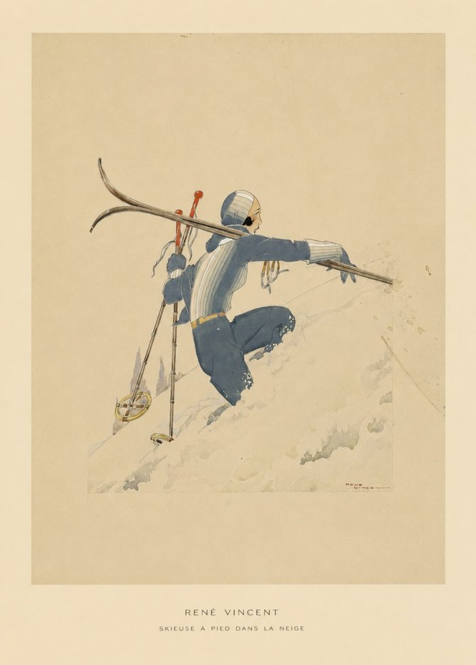 René Vincent Skieuse À Pied Dans La Neige No5 - Juliste