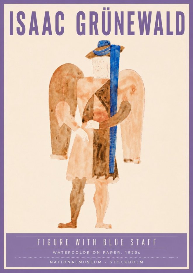 Isaac Grünewald Figure with Blue Staff No4 - Juliste
