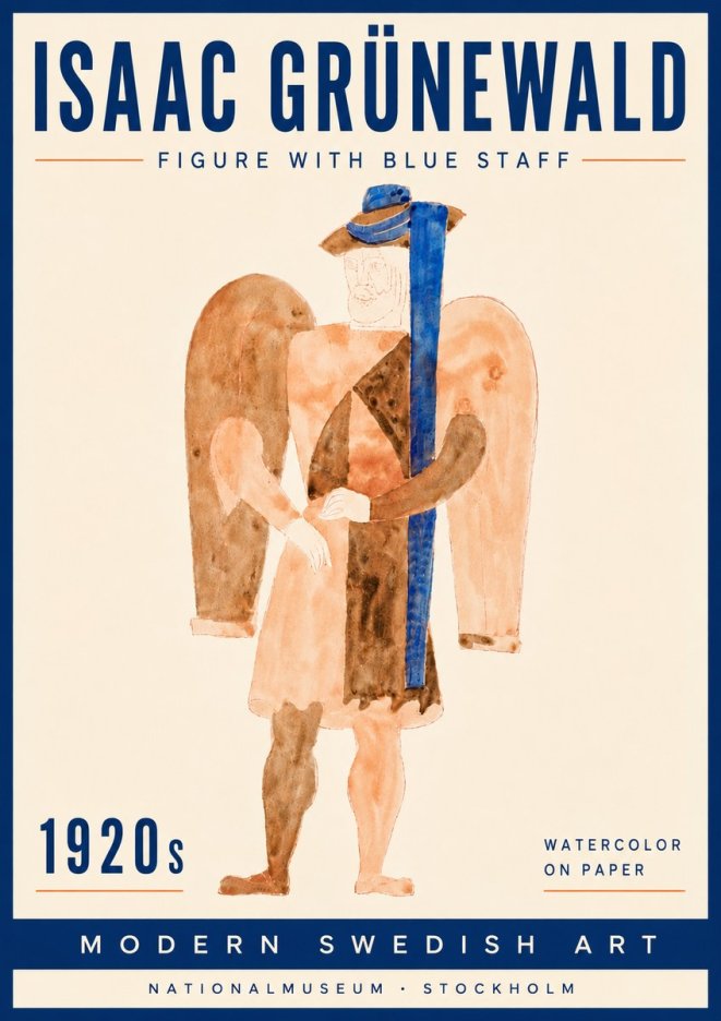 Isaac Grünewald Figure with Blue Staff No5 - Juliste