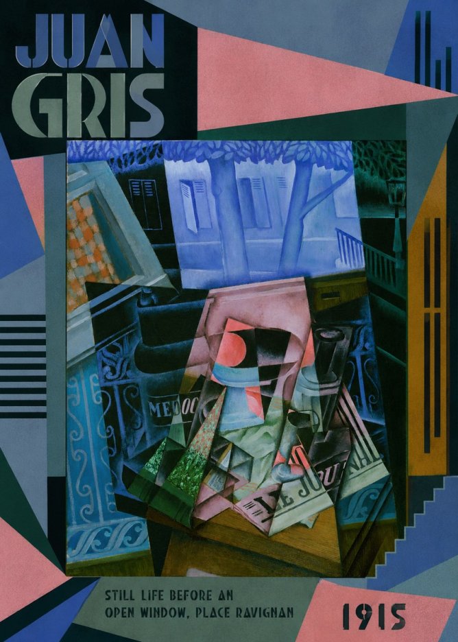 Juan Gris Still Life Before an Open Window, Place Ravignan No6 - Juliste