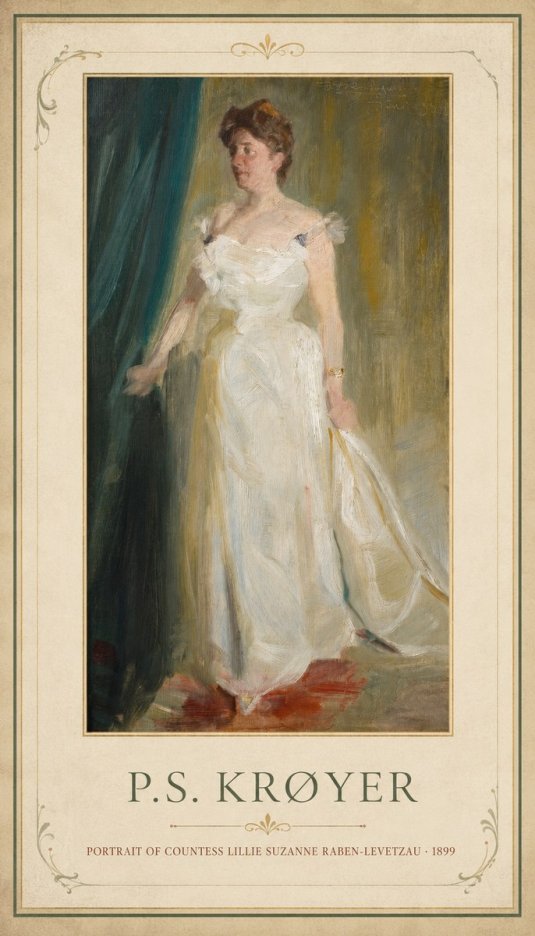 P.S. Krøyer Portrait of Countess Lillie Suzanne Raben-levetzau - 1899 No1 - Juliste