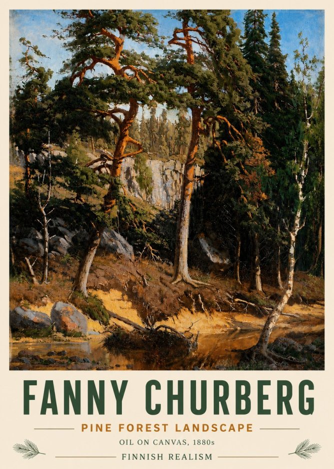 Fanny Churberg Pine Forest Landscape No4 - Juliste
