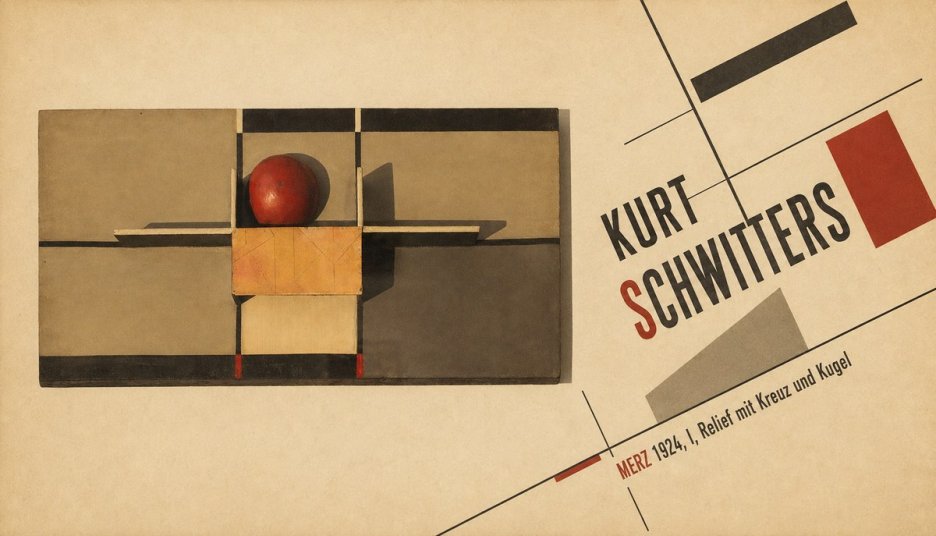 Kurt Schwitters Merz 1924, I, Relief Mit Kreuz Und Kugel No6 - Juliste