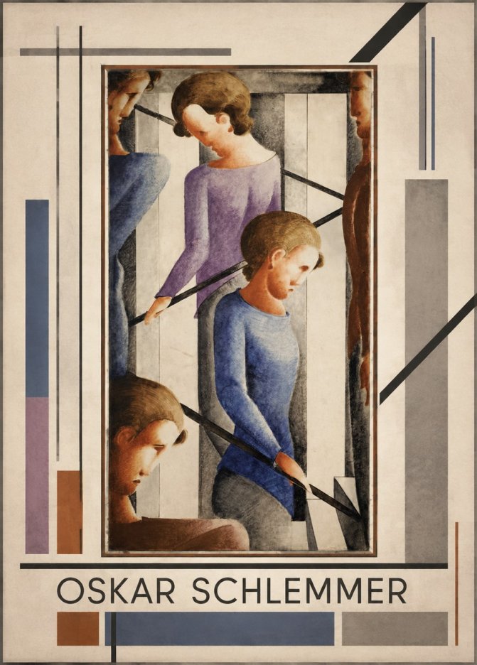 Oskar Schlemmer Staircase Figures II No1 - Juliste