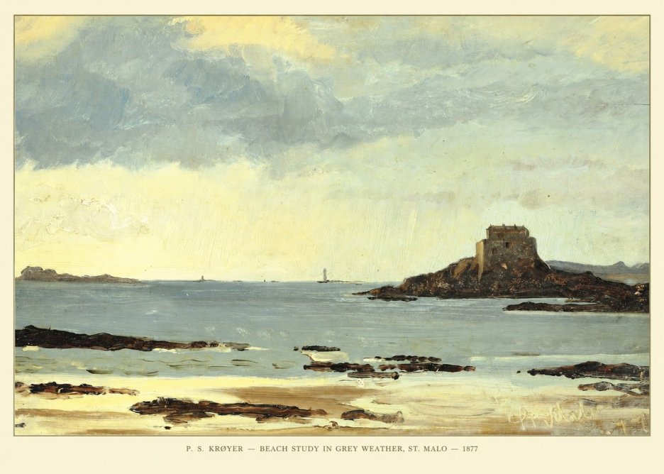 P.S. Krøyer Beach Study in Grey Weather, St. Malo No5 - Juliste