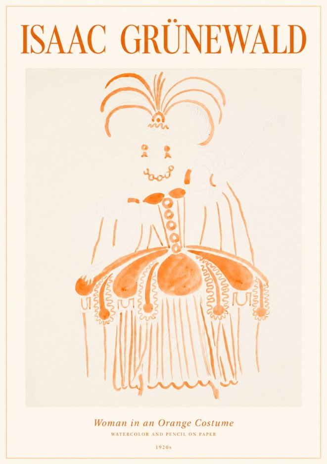Isaac Grünewald Woman in an Orange Costume No1 - Juliste