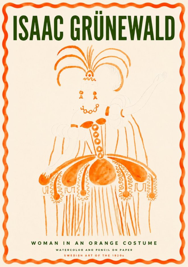 Isaac Grünewald Woman in an Orange Costume No3 - Juliste