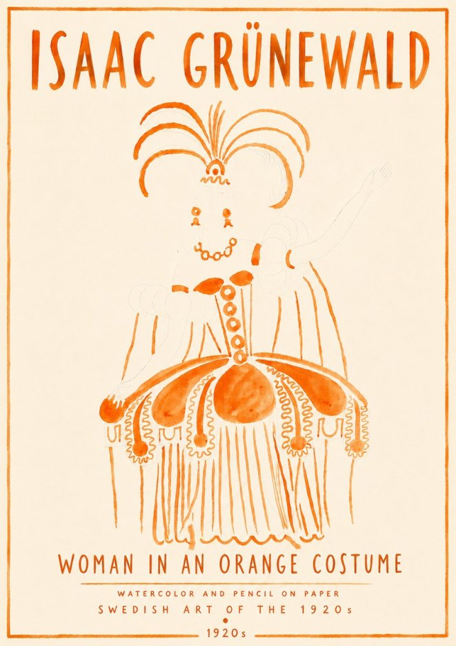 Isaac Grünewald Woman in an Orange Costume No6 - Juliste
