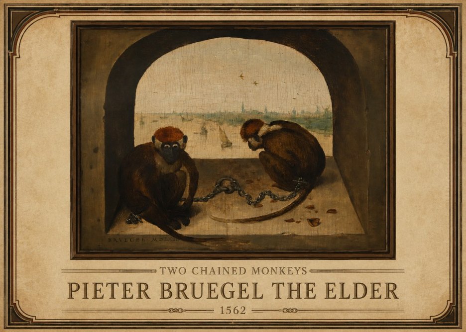 Pieter Bruegel Two Chained Monkeys I No1 - Juliste