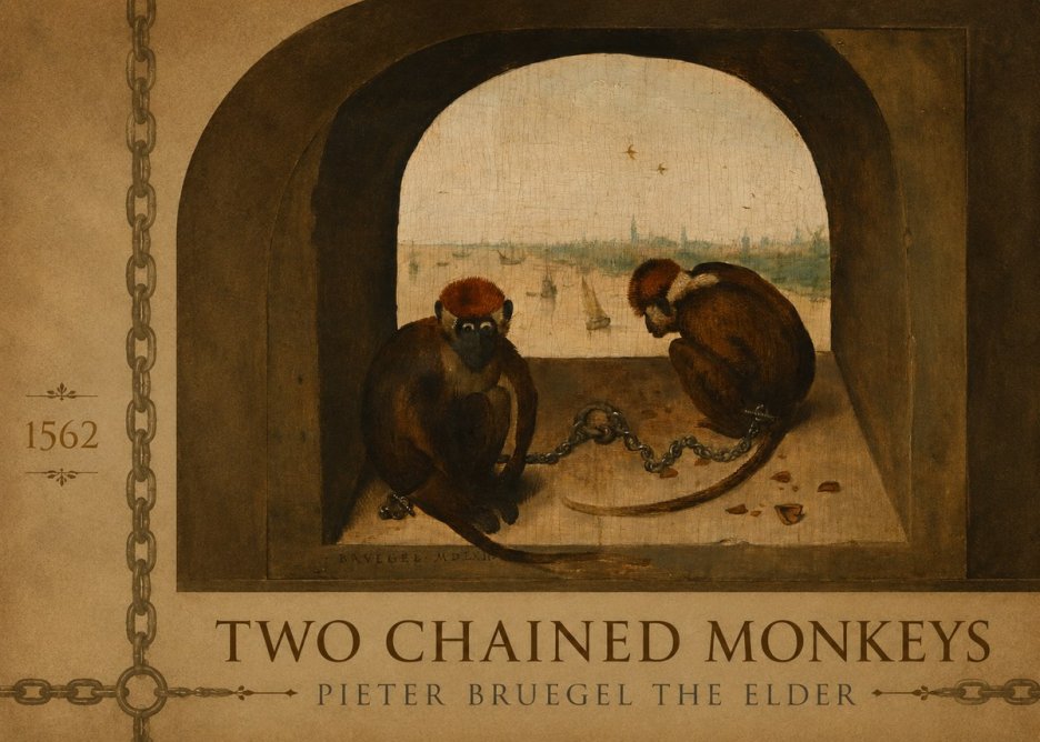 Pieter Bruegel Two Chained Monkeys I No2 - Juliste