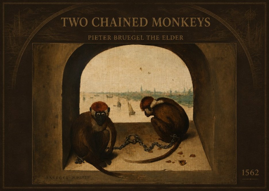 Pieter Bruegel Two Chained Monkeys I No5 - Juliste