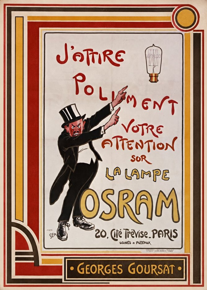 Georges Goursat J'attire Poliment Votre Attention Sur La Lampe Osram No3 - Juliste