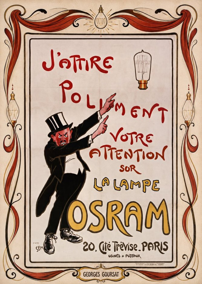 Georges Goursat J'attire Poliment Votre Attention Sur La Lampe Osram No4 - Juliste